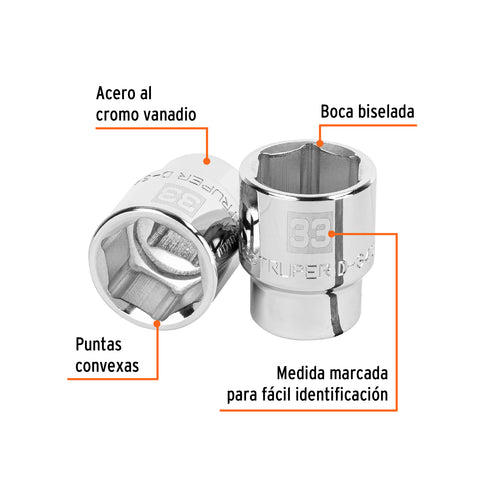 Dado de 33 mm, 6 puntas, cuadro 3/4', Truper | D-3433-M | 14983