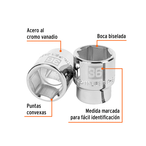 Dado de 36 mm, 6 puntas, cuadro 3/4', Truper | D-3436-M | 14987