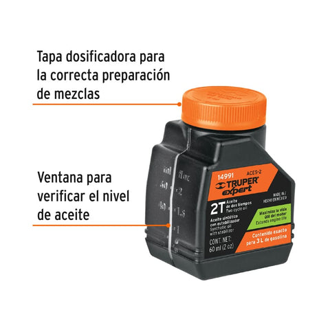 Aceite sintético para motor de 2 tiempos, 60 ml | ACES-2 | 14991