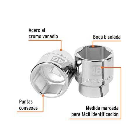 Dado de 46 mm, 6 puntas, cuadro 3/4', Truper | D-3446-M | 14995