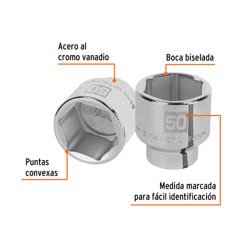 Dado de 50 mm, 6 puntas, cuadro 3/4', Truper | D-3450-M | 14997