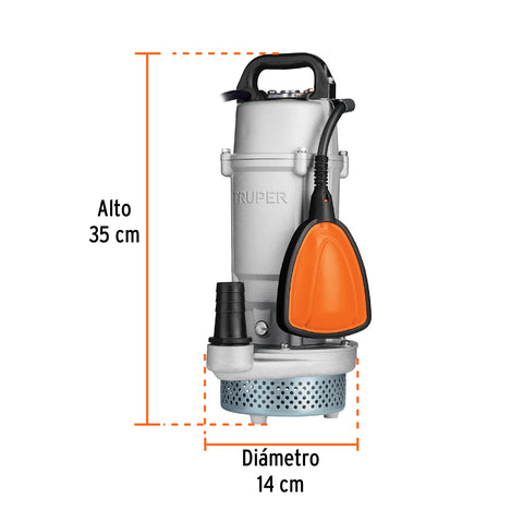 Bomba sumergible cubierta aluminio,agua limpia,1/2HP, TRUPER | BOS-1/2LPX | 15001