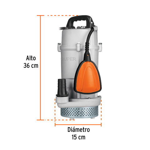Bomba sumergible cubierta aluminio,agua limpia,3/4HP, TRUPER | BOS-3/4LPX | 15002
