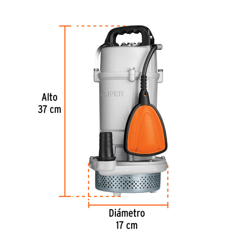 Bomba sumergible cubierta aluminio,agua limpia, 1 HP, TRUPER | BOS-1LPX | 15003