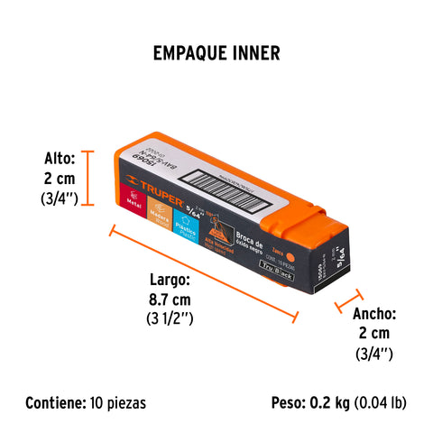 Broca HSS 5/64' Trublack para metal, Truper | BAV-5/64-N | 15069