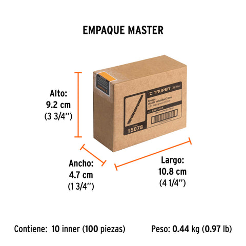 Broca HSS 1/8' Trublack para metal, Truper | BAV-1/8-N | 15078