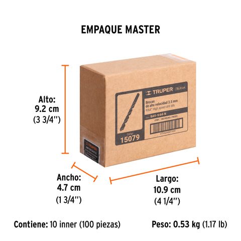 Broca HSS 9/64' Trublack para metal, Truper | BAV-9/64-N | 15079
