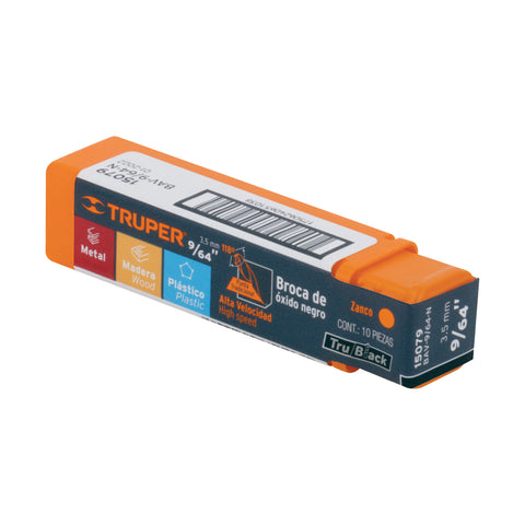 Broca HSS 9/64' Trublack para metal, Truper | BAV-9/64-N | 15079