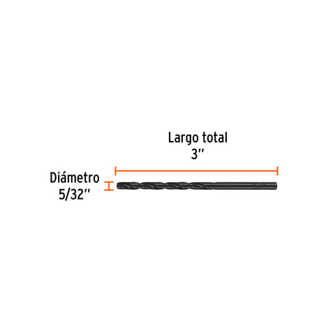 Broca HSS 5/32' Trublack para metal, Truper | BAV-5/32-N | 15084