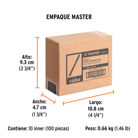 Broca HSS 5/32' Trublack para metal, Truper | BAV-5/32-N | 15084