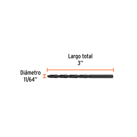 Broca HSS 11/64' Trublack para metal, Truper | BAV-11/64-N | 15085