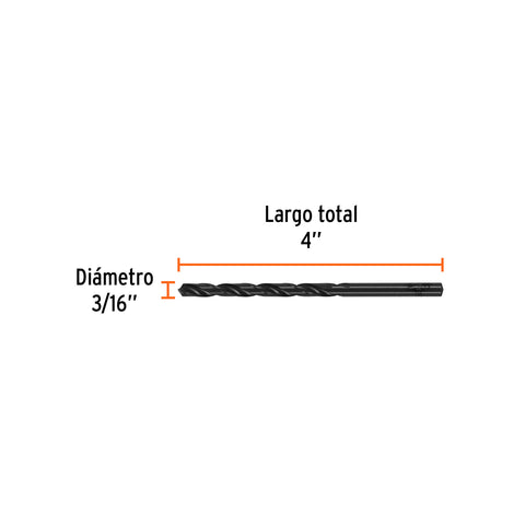 Broca HSS 3/16' Trublack para metal, Truper | BAV-3/16-N | 15086