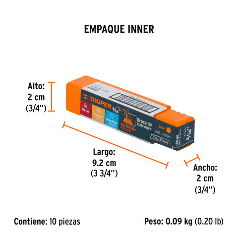 Broca HSS 3/16' Trublack para metal, Truper | BAV-3/16-N | 15086