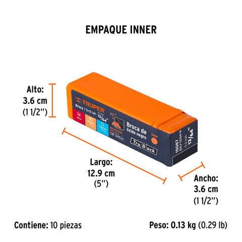 Broca HSS 13/64' Trublack para metal, Truper | BAV-13/64-N | 15087