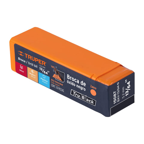 Broca HSS 13/64' Trublack para metal, Truper | BAV-13/64-N | 15087