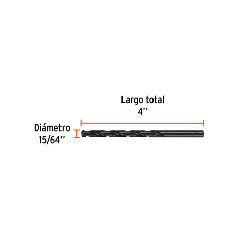 Broca HSS 15/64' Trublack para metal, Truper | BAV-15/64-N | 15089
