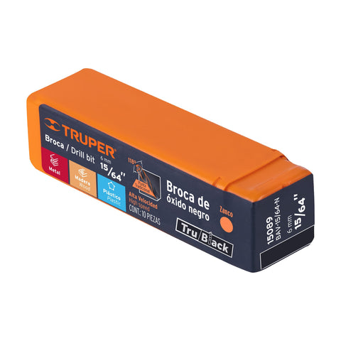 Broca HSS 15/64' Trublack para metal, Truper | BAV-15/64-N | 15089