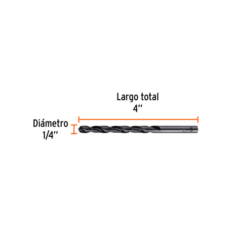 Broca HSS 1/4' Trublack para metal, Truper | BAV-1/4-N | 15097