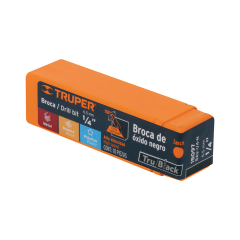 Broca HSS 1/4' Trublack para metal, Truper | BAV-1/4-N | 15097