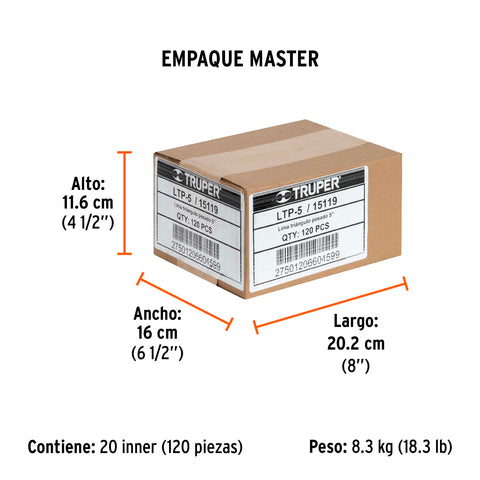 Lima triángulo pesado 5', 34 dpp, TRUPER | LTP-5 | 15119
