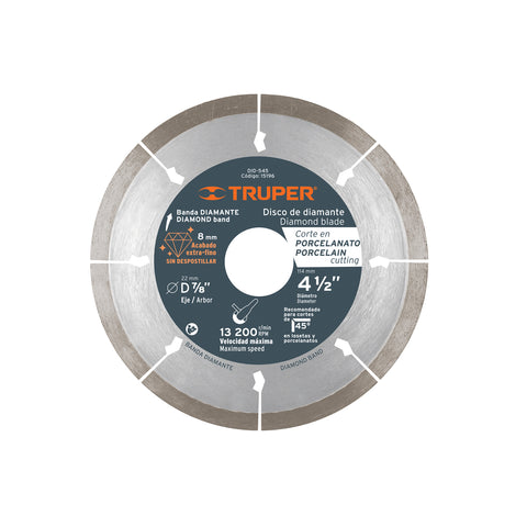 Disco de diamante de 4-1/2' x 1.3 mm, corte de porcelanato | DID-545 | 15196