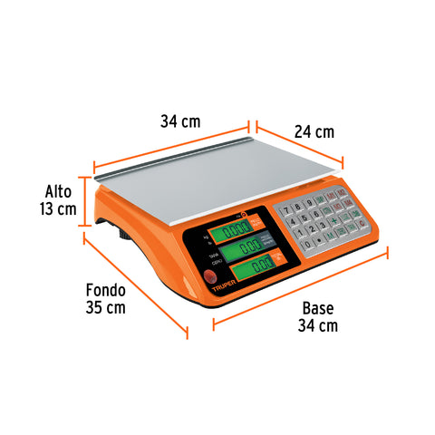 Báscula electrónica multifunciones 40 kg, Truper | BASE-40 | 15241