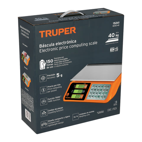 Báscula electrónica multifunciones 40 kg, Truper | BASE-40 | 15241