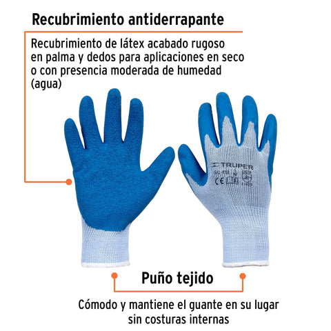 Guantes de poliéster recubiertos de latex, M, TRUPER | GU-412 | 15266