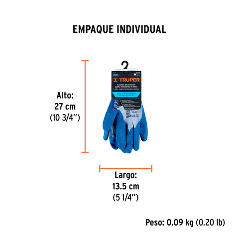 Guantes de poliéster recubiertos de latex, M, TRUPER | GU-412 | 15266