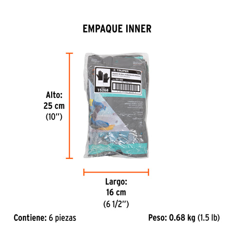 Guantes de látex reforzados para limpieza, M, TRUPER | GU-332 | 15268