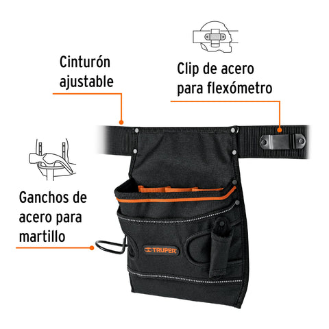 Porta herramientas de poliéster, 7 compartimentos, Truper | POHE-7N | 15312