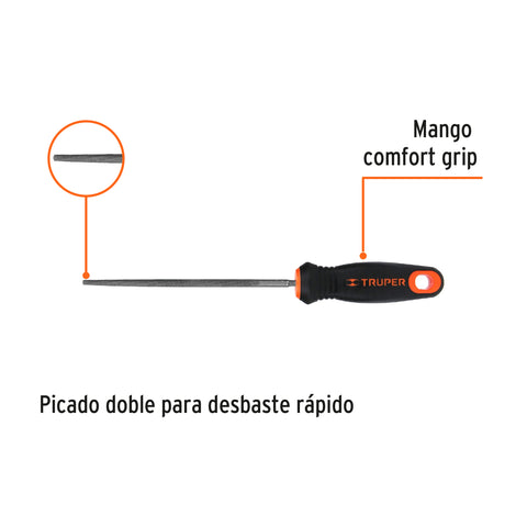 Lima redonda bastarda 6' con mango doble inyección, TRUPER | LRB-6T | 15315