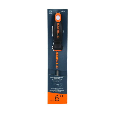 Lima redonda bastarda 6' con mango doble inyección, TRUPER | LRB-6T | 15315