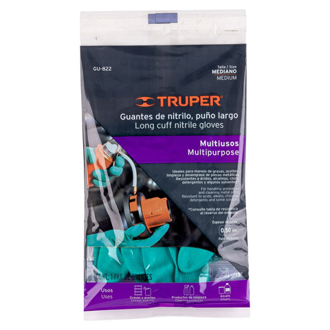 Guantes de nitrilo verde, multiusos, M, TRUPER | GU-822 | 15323