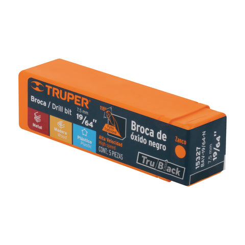 Broca HSS 19/64' Trublack para metal, Truper | BAV-19/64-N | 15327