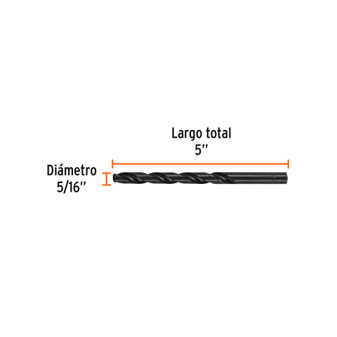 Broca HSS 5/16' Trublack para metal, Truper | BAV-5/16-N | 15328