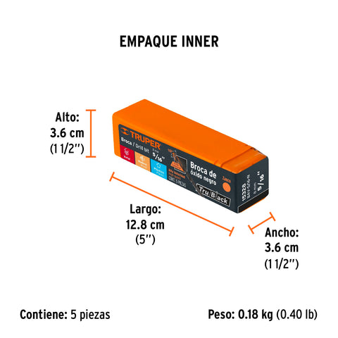 Broca HSS 5/16' Trublack para metal, Truper | BAV-5/16-N | 15328