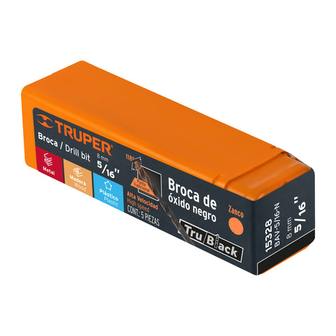 Broca HSS 5/16' Trublack para metal, Truper | BAV-5/16-N | 15328