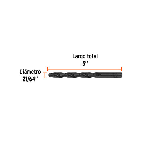 Broca HSS 21/64' Trublack para metal, Truper | BAV-21/64-N | 15329