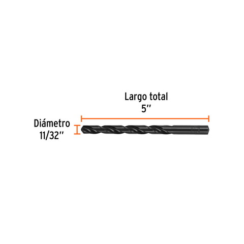 Broca HSS 11/32' Trublack para metal, Truper | BAV-11/32-N | 15335
