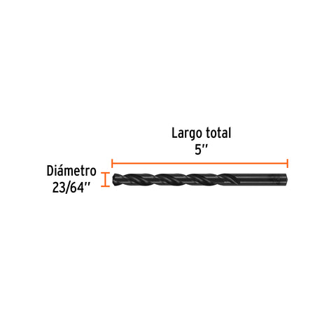 Broca HSS 23/64' Trublack para metal, Truper | BAV-23/64-N | 15336
