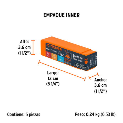 Broca HSS 23/64' Trublack para metal, Truper | BAV-23/64-N | 15336