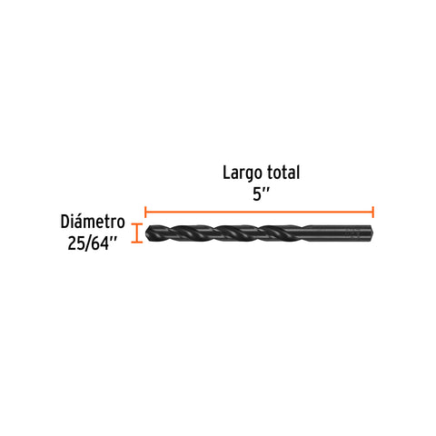 Broca HSS 25/64' Trublack para metal, Truper | BAV-25/64-N | 15338