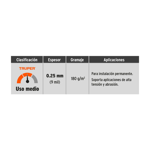 Lona de polietileno reforzada 4 x 6 m, gris, 180g/m2, TRUPER | LT-46 | 15365