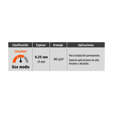 Lona de polietileno reforzada 4 x 5 m, azul, 180g/m2, TRUPER | LT-45Z | 15372
