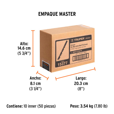Broca HSS 27/64' Trublack para metal, Truper | BAV-27/64-N | 15377