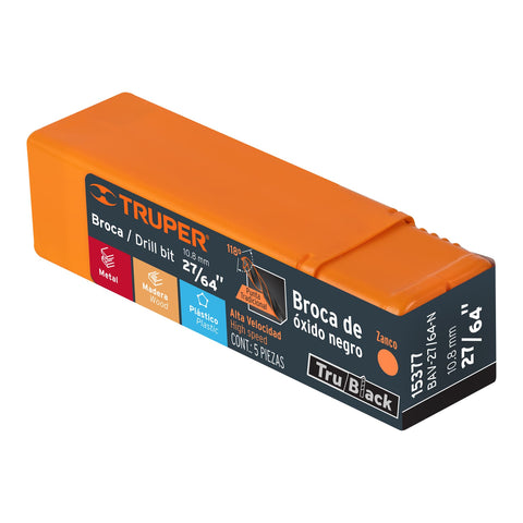 Broca HSS 27/64' Trublack para metal, Truper | BAV-27/64-N | 15377