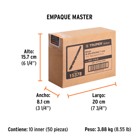 Broca HSS 7/16' Trublack para metal, Truper | BAV-7/16-N | 15378