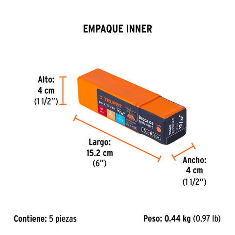 Broca HSS 15/32' Trublack para metal, Truper | BAV-15/32-N | 15384