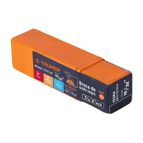 Broca HSS 15/32' Trublack para metal, Truper | BAV-15/32-N | 15384